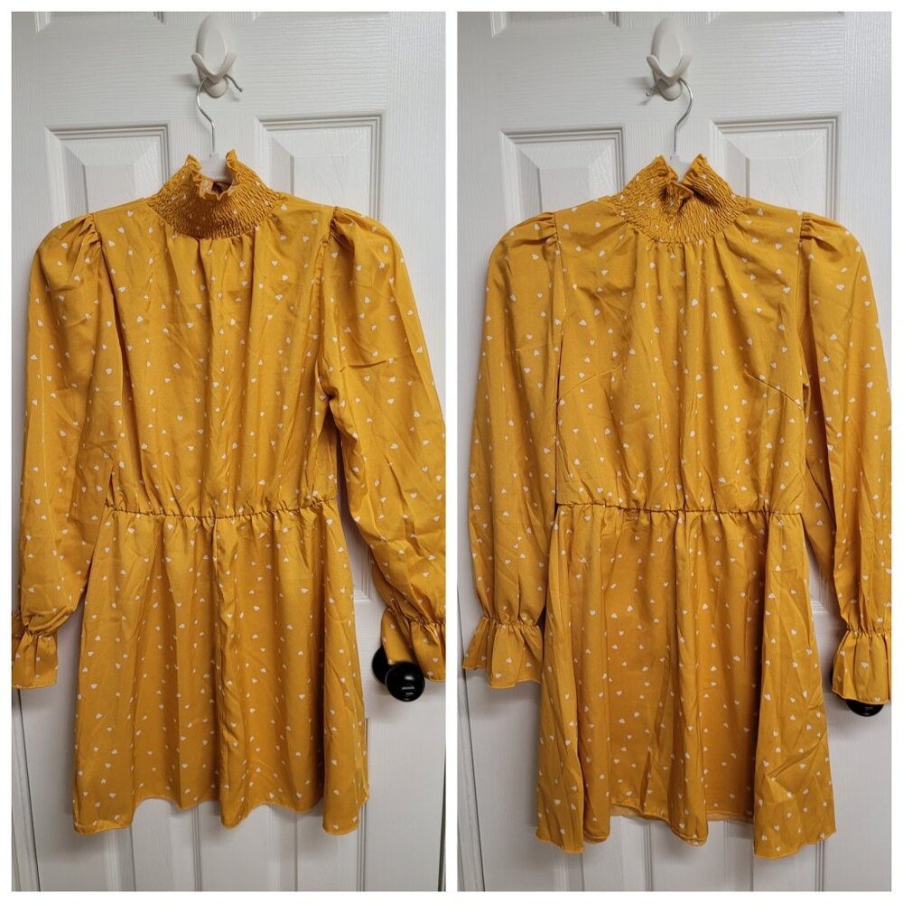 Heart print mock neck mini dress, NWOT